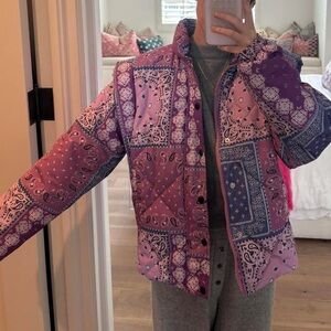 Pistola Purple and Pink Bandana Print Puffer Jacket